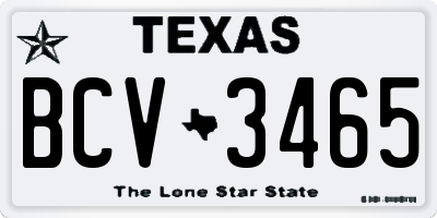 TX license plate BCV3465