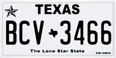 TX license plate BCV3466