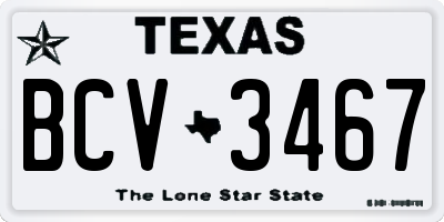 TX license plate BCV3467