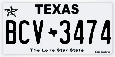 TX license plate BCV3474