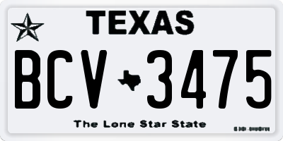 TX license plate BCV3475
