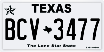 TX license plate BCV3477