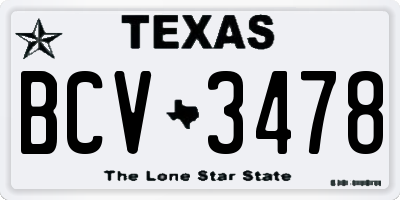 TX license plate BCV3478
