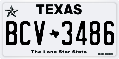 TX license plate BCV3486