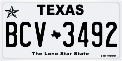 TX license plate BCV3492