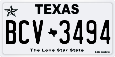 TX license plate BCV3494