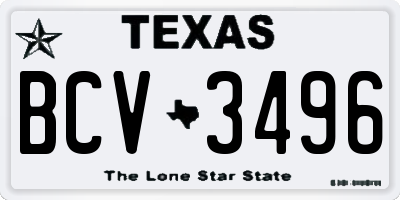 TX license plate BCV3496