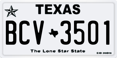 TX license plate BCV3501
