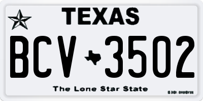 TX license plate BCV3502