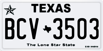 TX license plate BCV3503