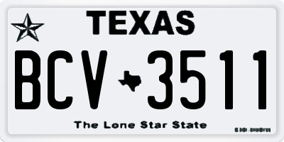 TX license plate BCV3511