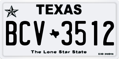 TX license plate BCV3512