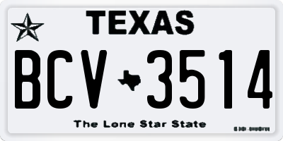 TX license plate BCV3514