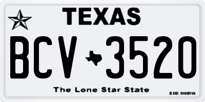 TX license plate BCV3520