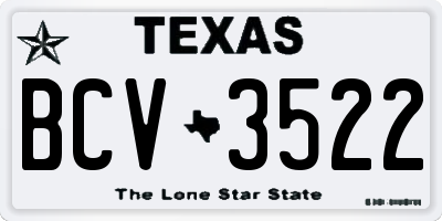 TX license plate BCV3522