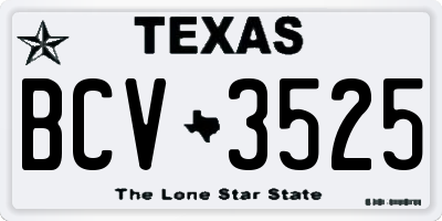 TX license plate BCV3525