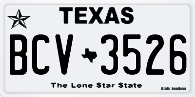TX license plate BCV3526