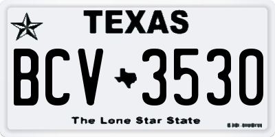 TX license plate BCV3530