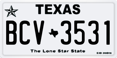 TX license plate BCV3531