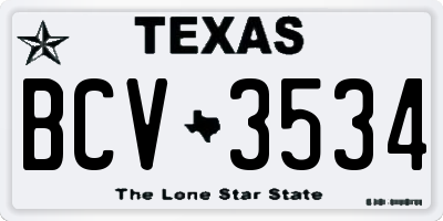 TX license plate BCV3534