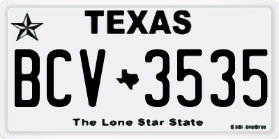 TX license plate BCV3535