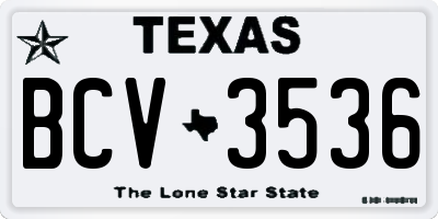 TX license plate BCV3536