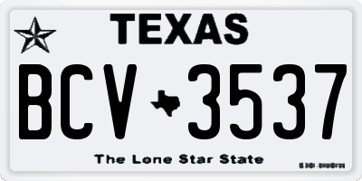 TX license plate BCV3537