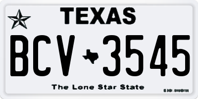 TX license plate BCV3545