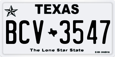 TX license plate BCV3547