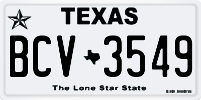 TX license plate BCV3549