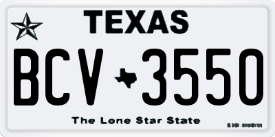 TX license plate BCV3550