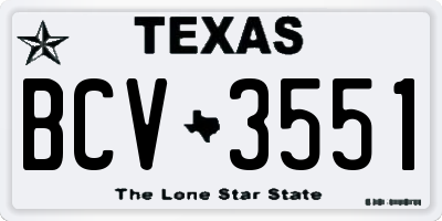 TX license plate BCV3551