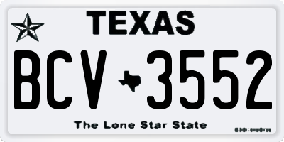 TX license plate BCV3552