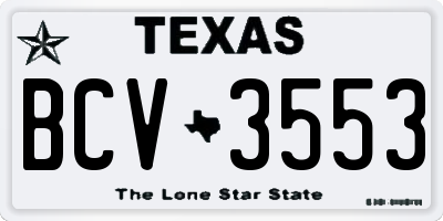 TX license plate BCV3553