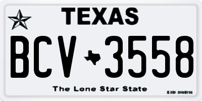 TX license plate BCV3558