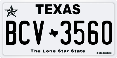 TX license plate BCV3560