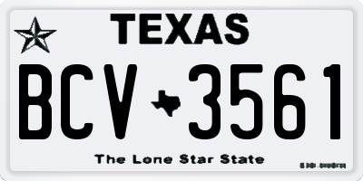 TX license plate BCV3561