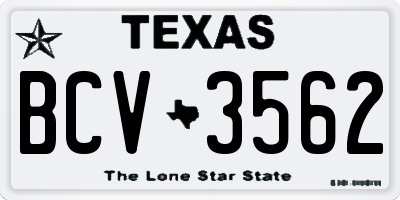 TX license plate BCV3562