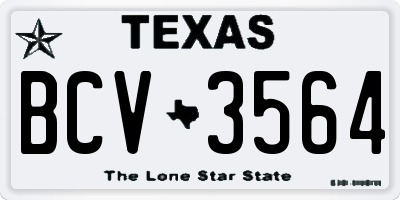 TX license plate BCV3564