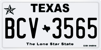 TX license plate BCV3565