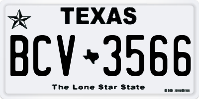 TX license plate BCV3566