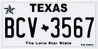TX license plate BCV3567