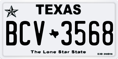 TX license plate BCV3568