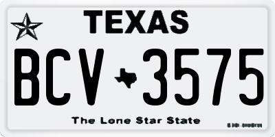 TX license plate BCV3575