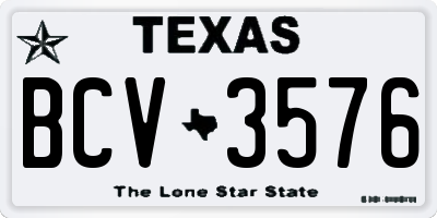 TX license plate BCV3576