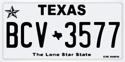 TX license plate BCV3577