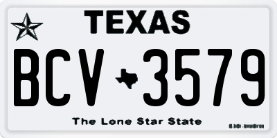 TX license plate BCV3579