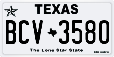 TX license plate BCV3580