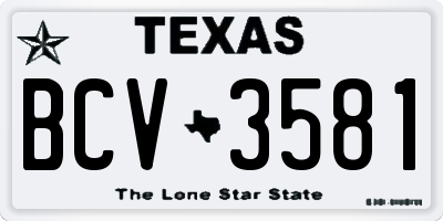 TX license plate BCV3581