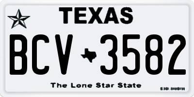 TX license plate BCV3582